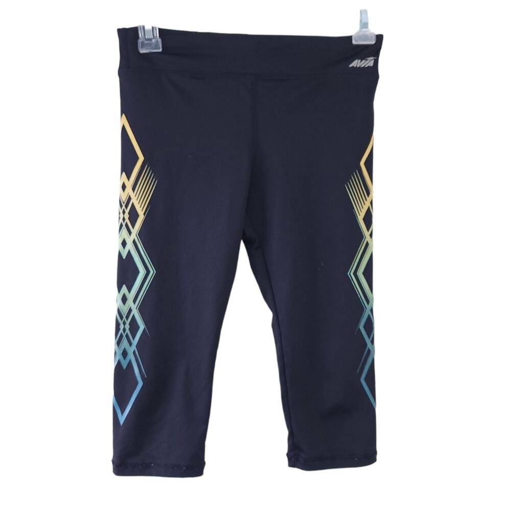 Avia Girls Crop Capri Leggings Large 10-12 Black Black Athletic Pants Kids
